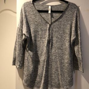 Gray zipper accented pullover sweater